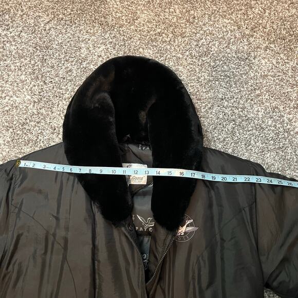 Triple Fat Goose Duck Black Down Puffer Stadium Coat Faux Fur Collar Size Small - Picture 13 of 13
